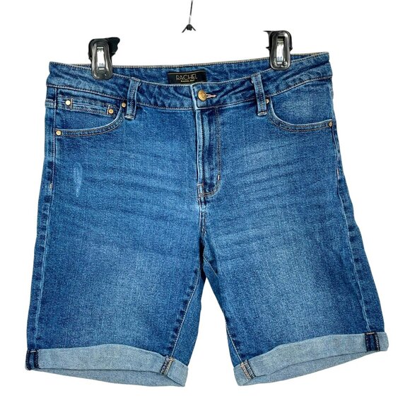 RACHEL Rachel Roy Cuffed Hi-Rise Denim Shorts Size 10/40 Medium Wash - Picture 1 of 8